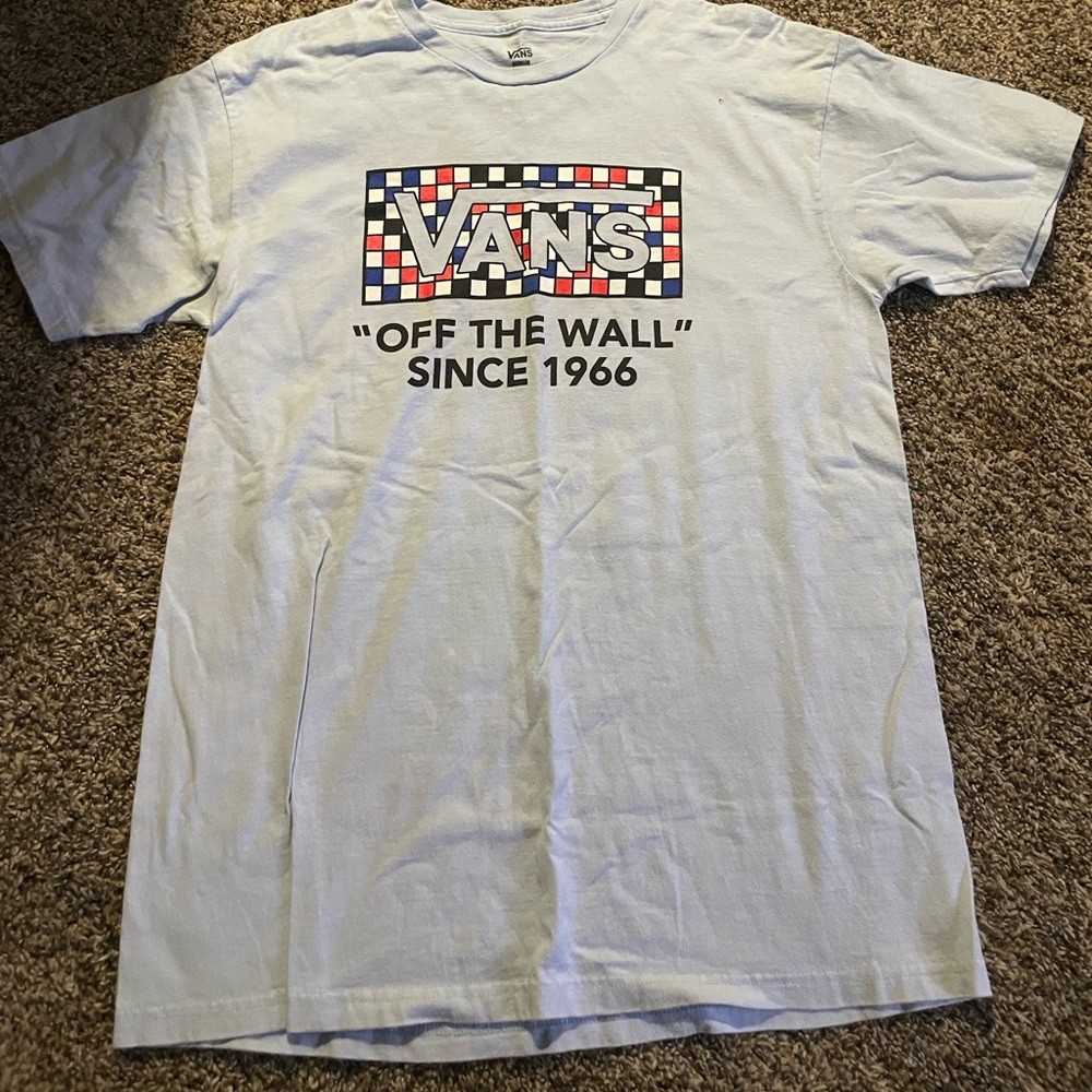 Men’s and women’s light blue vans shirt size medium